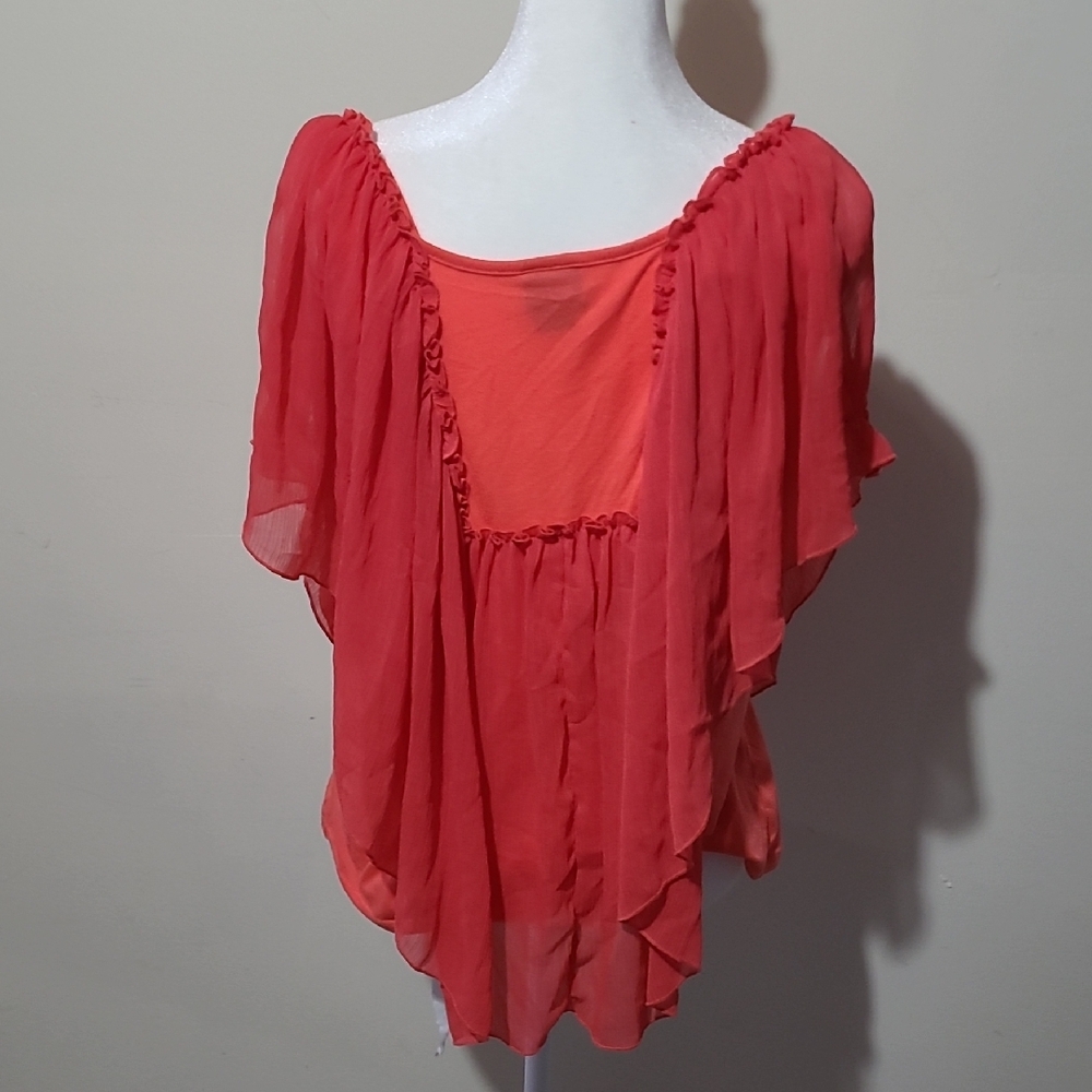 Covington Boho Coral Pink Crochet Beaded Blouse XL - Picture 5 of 6